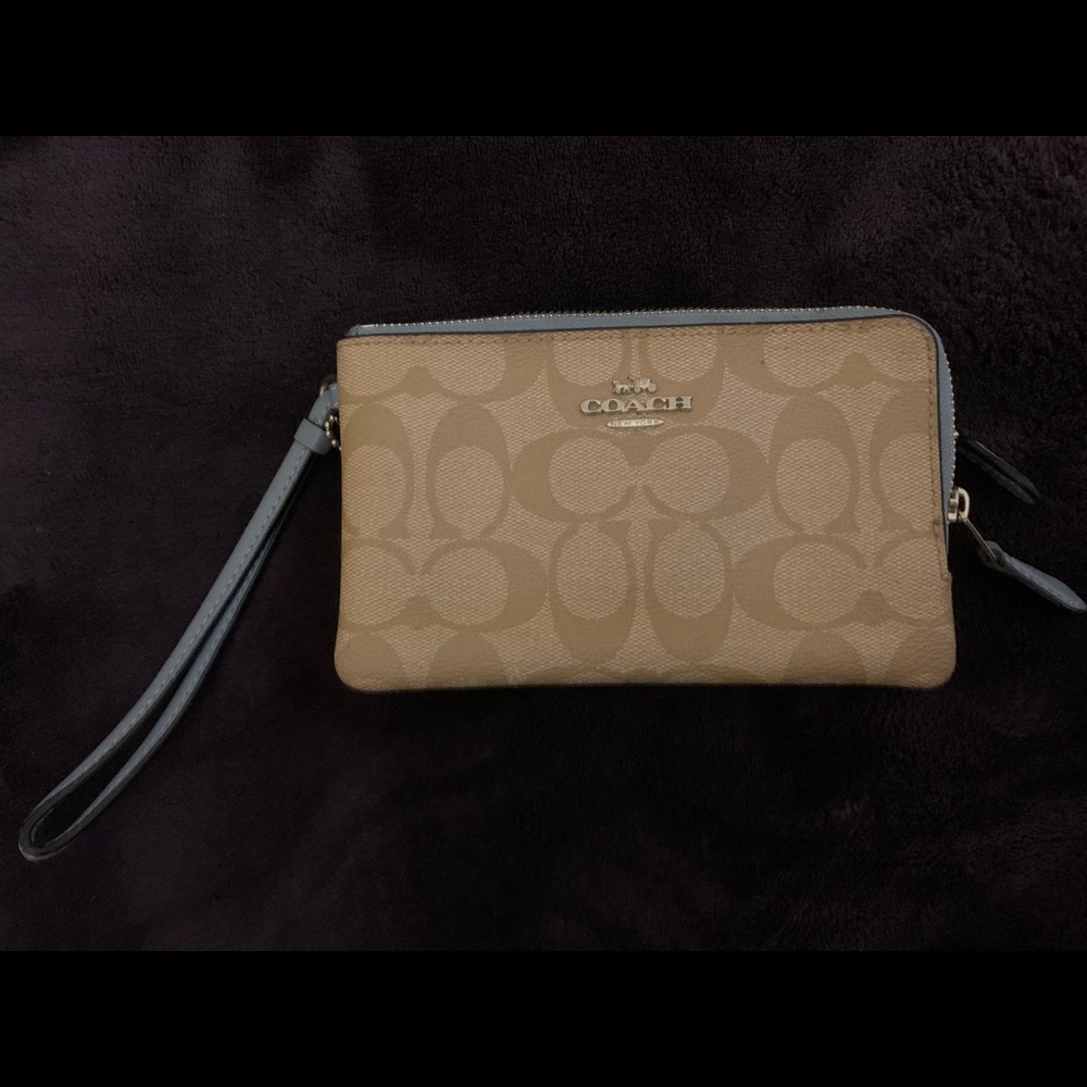 Coach Tan and Black Wristlet